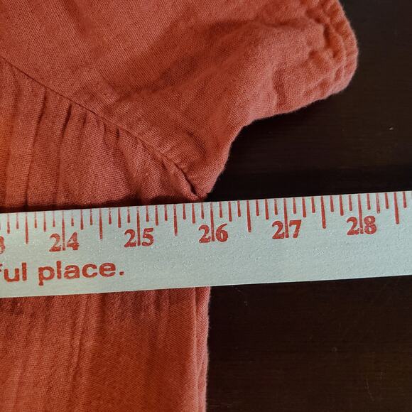 Old Navy Crinkle Gauze Flutter Sleeve Mini Swing Dress 2X Burnt Orange Pockets - Picture 11 of 12